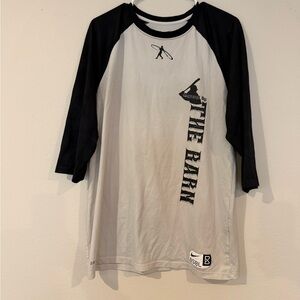 Nike Baseball Raglan T-Shirt Gray Black 3/4 Sleeve Graphic Tee Size Large 18.5”